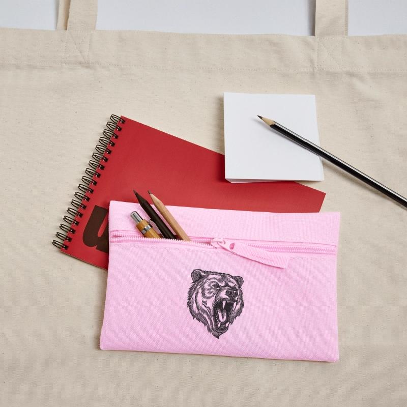 Wild evil bear head with sharp teeth Pencil Case