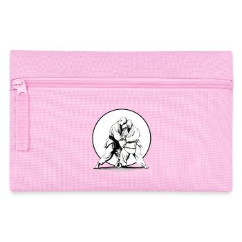 Aikido Kampfkunst Sport Kämpfer im Sonnenuntergang - Federtasche - Rosa - Vorne