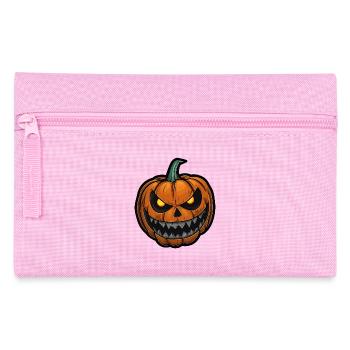 Halloween Kürbis Gesicht Glühende Augen Fratze - Federtasche - Rosa - Vorne