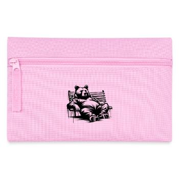 Fauler Bär auf der Parkbank | Berliner Bär - Federtasche - Rosa - Vorne