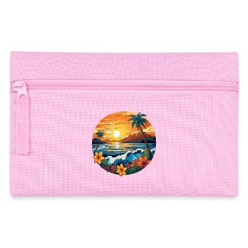Retro Surfbrett Design Blumen Palmen Ozean - Federtasche - Rosa - Vorne