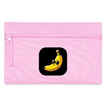 Banana yellow with eyes against black background - Pencil Case - pink - Front