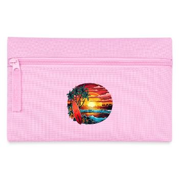 Magical beach by the sea with palm trees and waves - Pencil Case - pink - Front