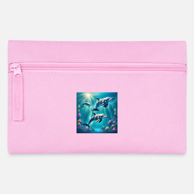 Dolphin poster, dolphins, seabed - Pencil Case - pink