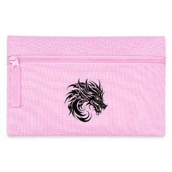 Gefährlicher fauchender Tattoo Style Drachen Kopf - Federtasche - Rosa - Vorne