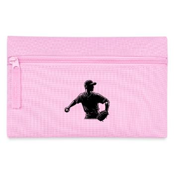 Baseball Spieler mit Ball und Baseballhandschuh - Federtasche - Rosa - Vorne
