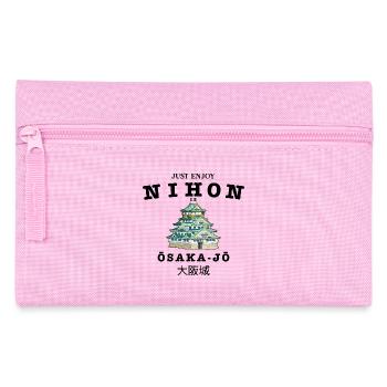 Château d’Osaka, Japon, dessin à la main - Trousse - rose - Devant