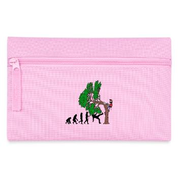 Baum Evolution Holz Holzfäller Baumfäller Wald - Federtasche - Rosa - Vorne