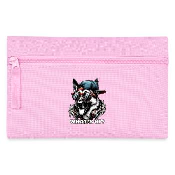 Was geht ab? Schäferhund Hund Sonnenbrille Geschen - Federtasche - Rosa - Vorne