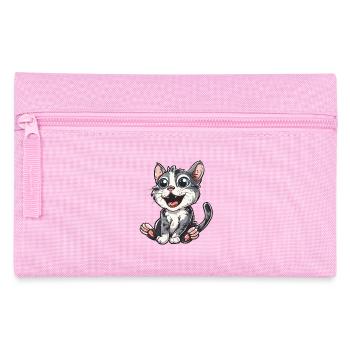 Verspieltes Kätzchen Mit Großen Augen - Federtasche - Rosa - Vorne