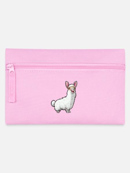 Lächelnde Lama Illustration in Weiß - Federtasche - Rosa