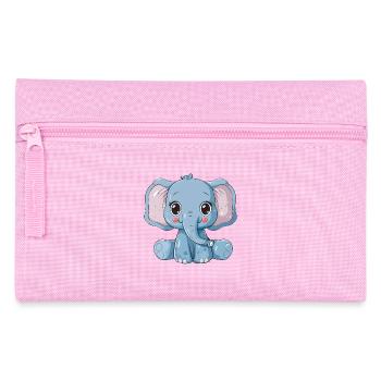 Mignon éléphant bleu avec de grands yeux - Trousse - rose - Devant