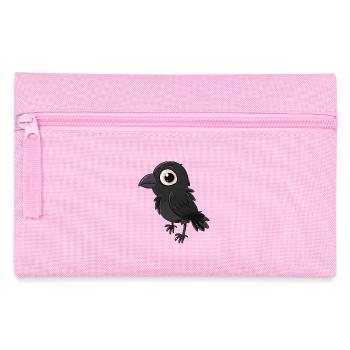 Adorable kawaii crow with big eyes - Pencil Case - pink - Front