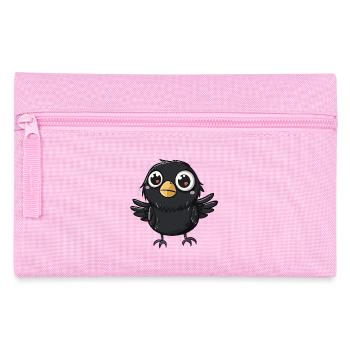 Adorable corbeau kawaii avec de grands yeux - Trousse - rose - Devant