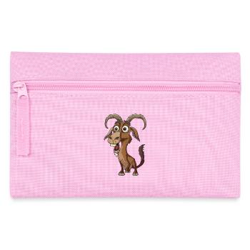 Funny goat with big eyes and smile - Pencil Case - pink - Front