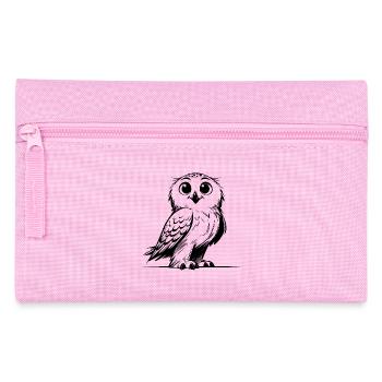 Lächelnde Schnee-Eule Kinder Zeichnung Skizze - Federtasche - Rosa - Vorne
