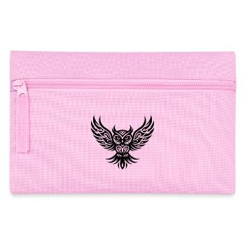 Owl on wide wings in tattoo wing style - Pencil Case - pink - Front
