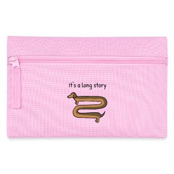 C’est une longue histoire, mignon chien teckel - Trousse - rose - Devant