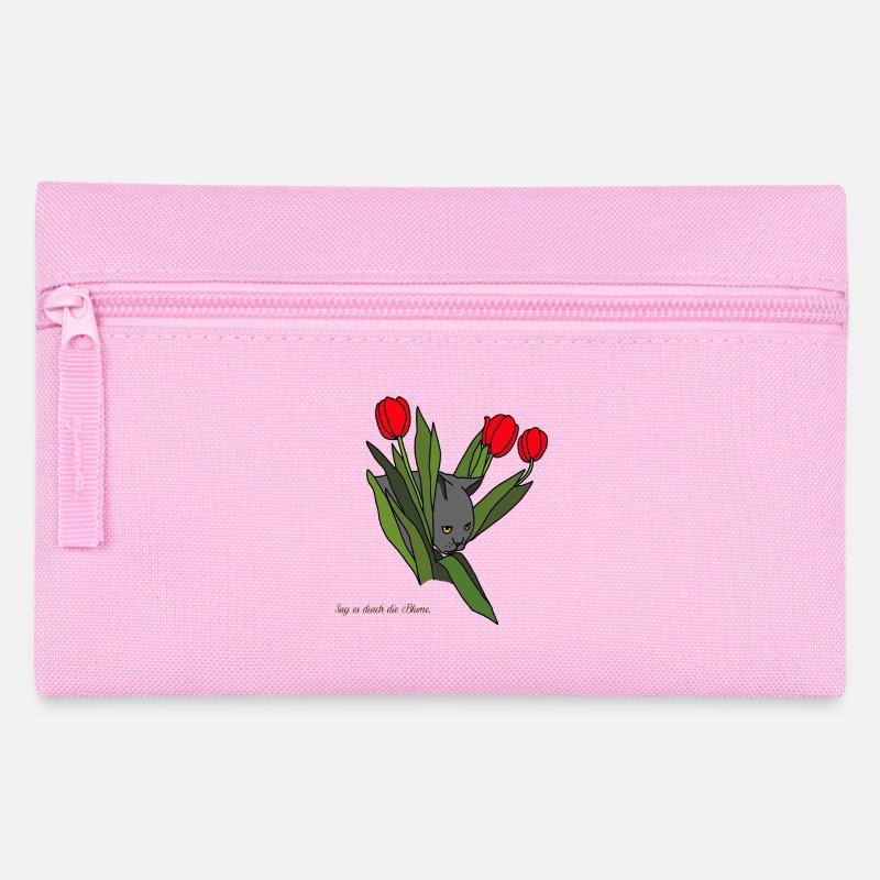 Cat between tulips - Pencil Case - pink