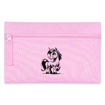 Lächelndes Märchen Einhorn Bleistift Skizze - Federtasche - Rosa - Vorne