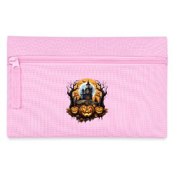 Eerie Haunted House Halloween Witches Pumpkin Lamp - Pencil Case - pink - Front