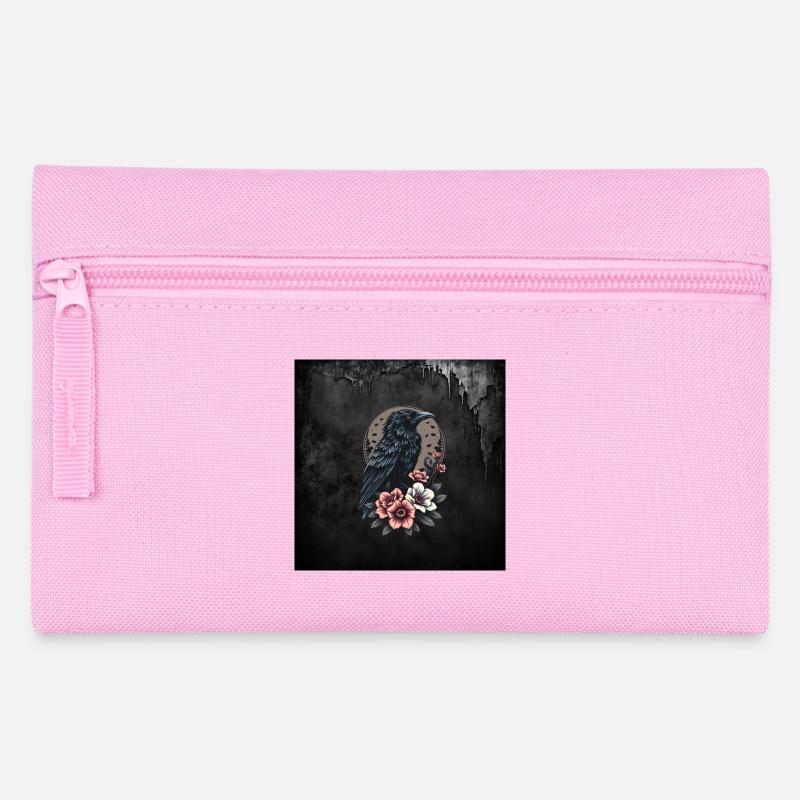 Majestätische Schwarze Krähe - Federtasche - Rosa