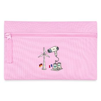 Windkraft vs Kernkraft Lustige Satire - Federtasche - Rosa - Vorne