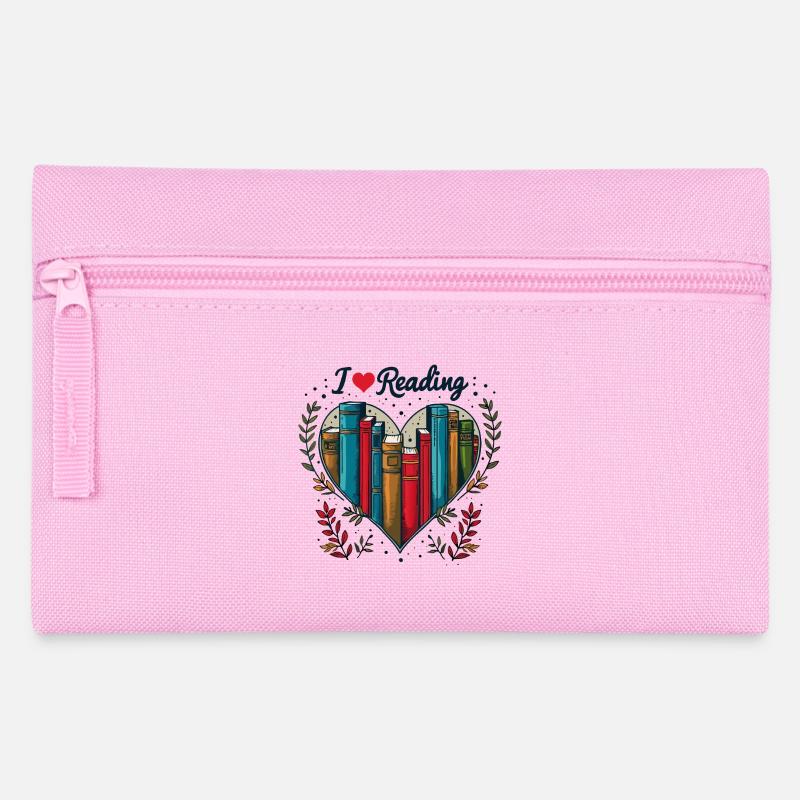 Ich liebe Bücher Bücherwurm Herz - Federtasche - Rosa