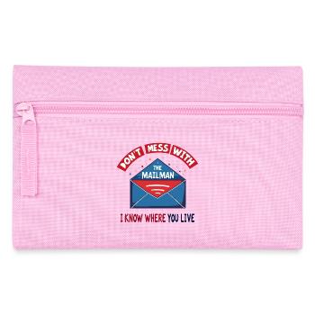 Lustiger Spruch für Postboten - Federtasche - Rosa - Vorne