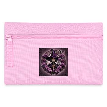 Hexe mit Rosen und Kerze - Federtasche - Rosa - Vorne
