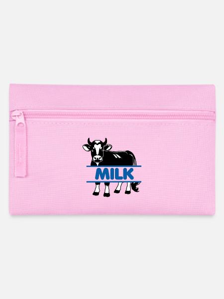 Milchkuh mit blauem Text "MILK" - Federtasche - Rosa