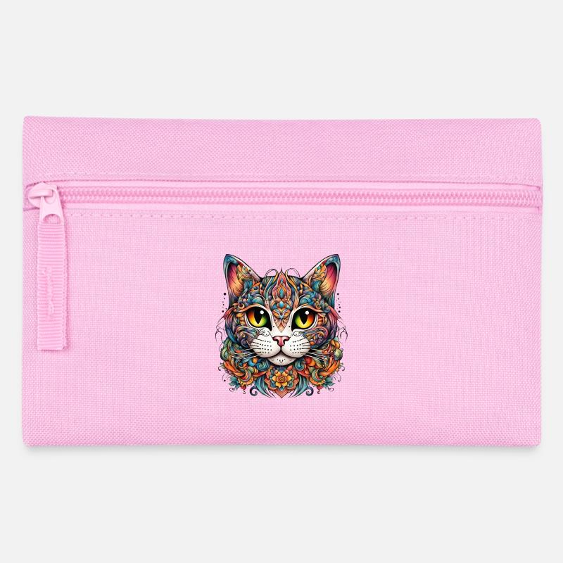 Chat dans le style de tatouage coloré - Trousse - rose