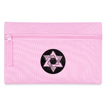 Étoile de David ornée en cercle noir - Trousse - rose - Devant