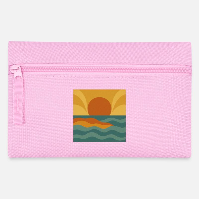 Sunset Flow – Retro Ocean Vibes - Federtasche - Rosa