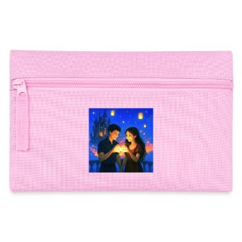 couple romantique tenant un coeur d’infini lumineux - Trousse - rose - Devant