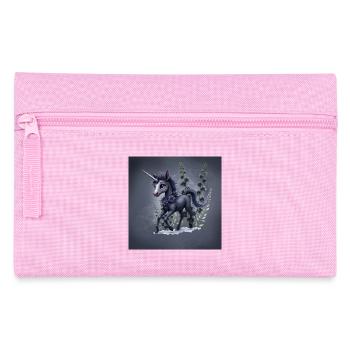 Mystisches Einhorn mit Blumen in Blautönen - Federtasche - Rosa - Vorne