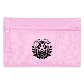 Self-confidence, attitude – woman, headphones, city - Pencil Case - pink - Front
