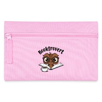 Booktrovert Owl with Book and Coffee - Pencil Case - pink - Front