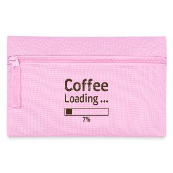 Coffee Loading Spruch Zitat - Federtasche - Rosa - Vorne