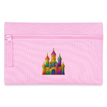 Regenbogen-Glitzer-Schloss-Design - Federtasche - Rosa - Vorne