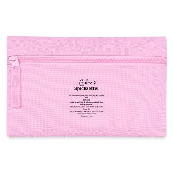 Lehrer Spickzettel, lustiges Geschenk für Lehrerin - Federtasche - Rosa - Vorne