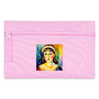 Vibrant Rainbow Woman Portrait - Pencil Case - pink - Front