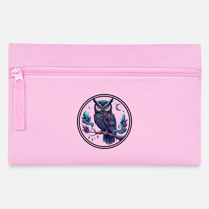 Kristall-Eulenzauber in Mitternachtsfarben - Federtasche - Rosa