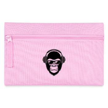 Entspannter Affe Wireless Kopfhörer Café Shirt - Federtasche - Rosa - Vorne