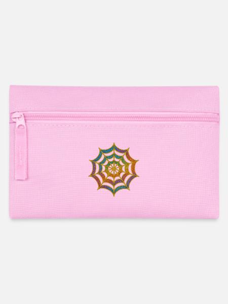 Spinnennetz | Regenbogen-Spinnenweb Goldglitzer - Federtasche - Rosa