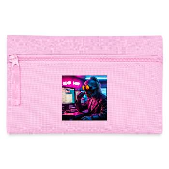 Cyberpunk néon crâne hacker Envoyer de l’aide Conception - Trousse - rose - Devant