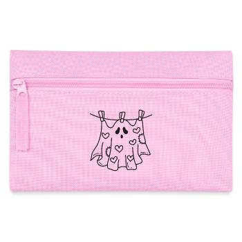 Geist an Leine – süßes Halloween Herz Motiv - Federtasche - Rosa - Vorne