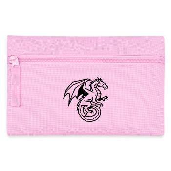 Mächtiger Drache | Schwarzes Tribal Tattoo - Federtasche - Rosa - Vorne