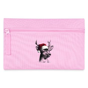 Reindeer with Santa hat in dot style - Pencil Case - pink - Front