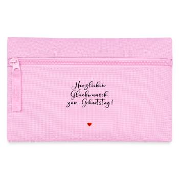 Minimalistische Geburtstagsgrüße Herz - Federtasche - Rosa - Vorne